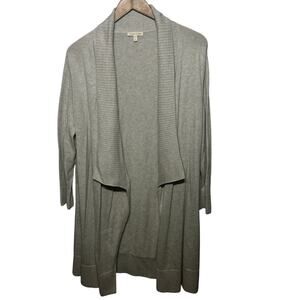 Eileen Fisher Sweater Cardigan Open Front Beige Organic Cotton Comfy Casual XL